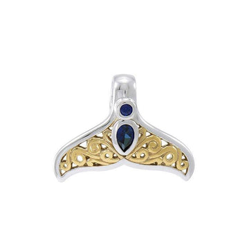 Filigree Whale Tail Sterling Silver and Vermeil Gold Accent with Gemstone Pendant MPD3798 - Jewelry